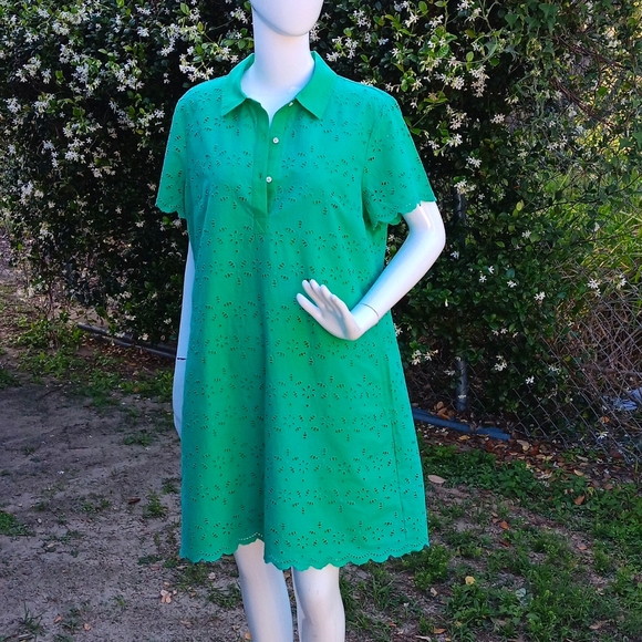 CROWN & IVORY LADIES PURE COTTON GREEN FLORAL DRESS (MIDI) - Picture 11 of 17